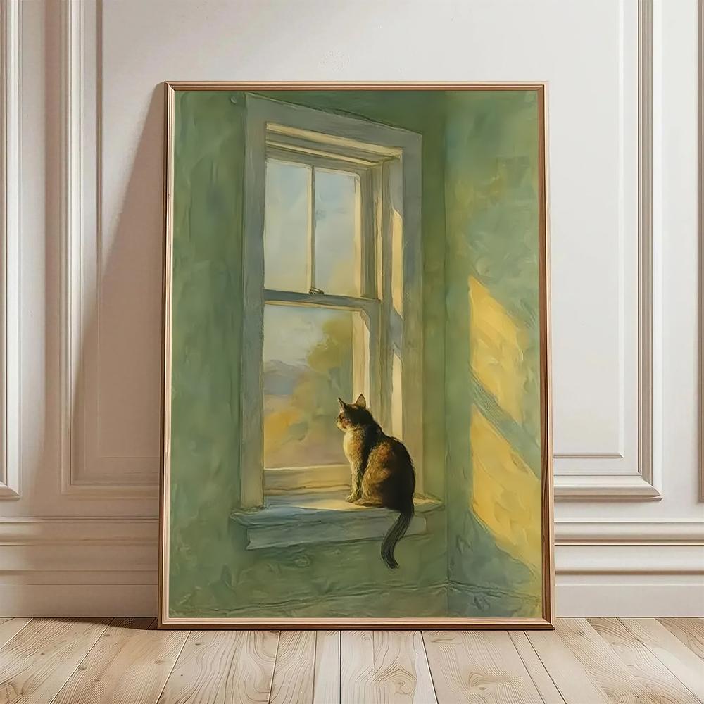 Decor Lighting Hours - Affiche murale HD Chat aux fenêtres